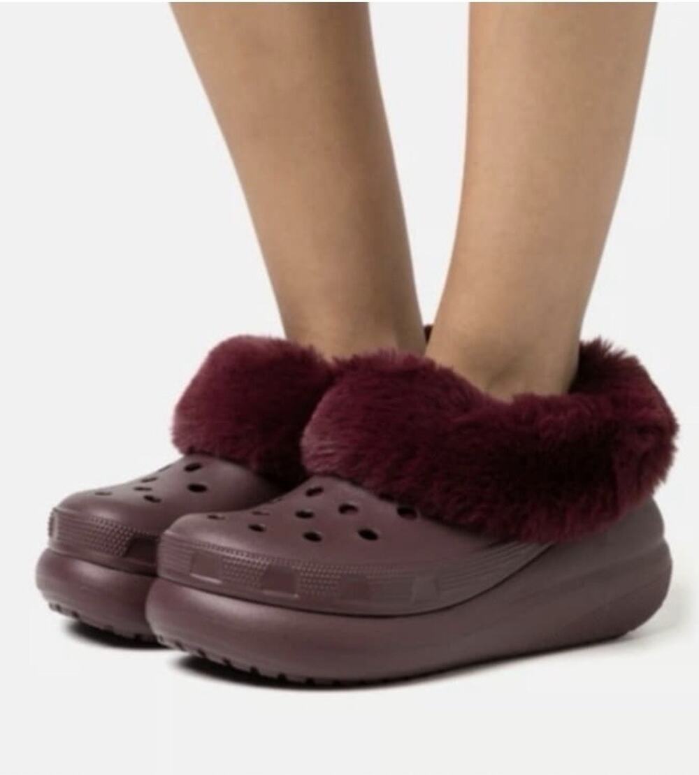 Crocs Furever Crush Lined Dark Cherry Platform Clogs Women's 10| M8 New In Box